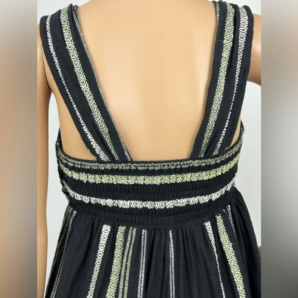 FREE PEOPLE BLACK STRIPED JUMPSUIT WIDE LEGS POCKETS TWIST FRONT SHIRRED… - Picture 8 of 10